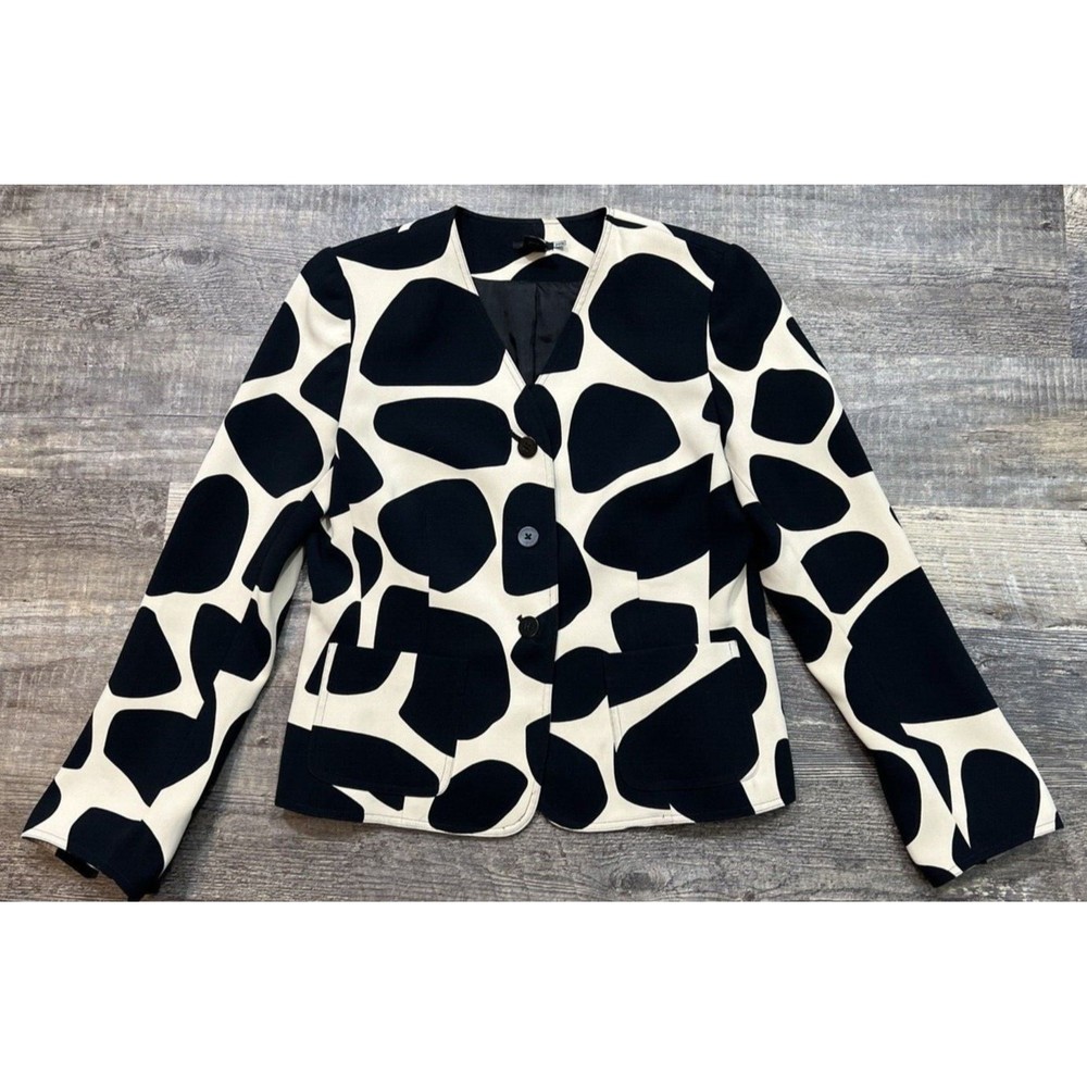 Sandra Animal Print Blazer Jacket Dress Suit Work Career Office Size 4P